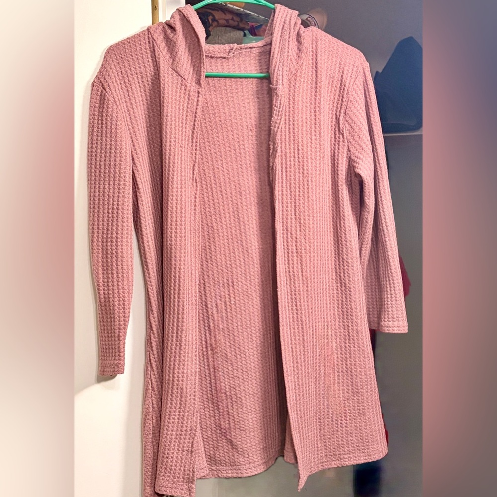 Cozy Pink Hooded Cardigan